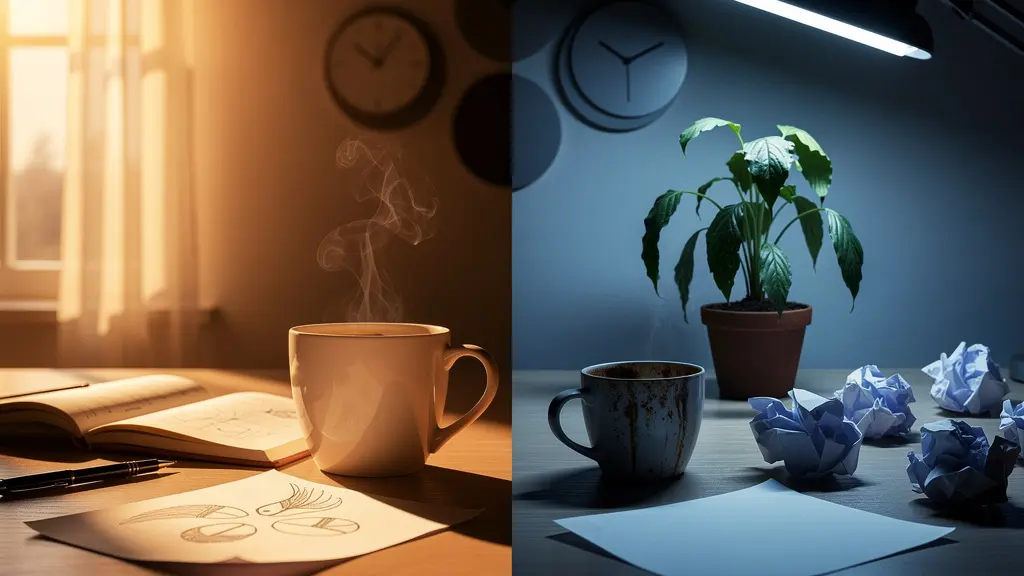 Graphique conceptuel montrant les niveaux d'énergie cognitive au cours de la journée