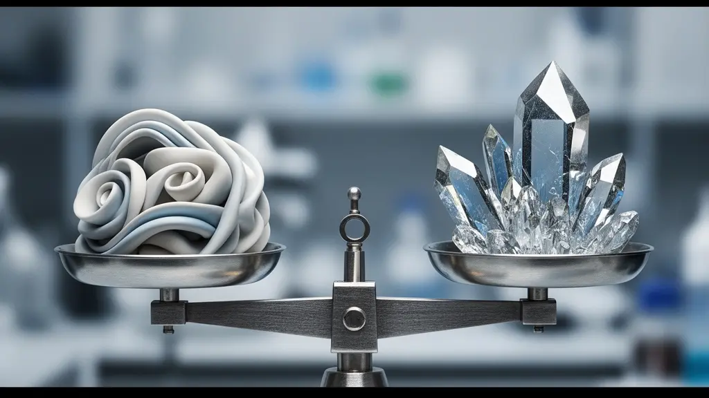 Balance symbolique équilibrant investissements SEO et SEA avec éléments visuels abstraits