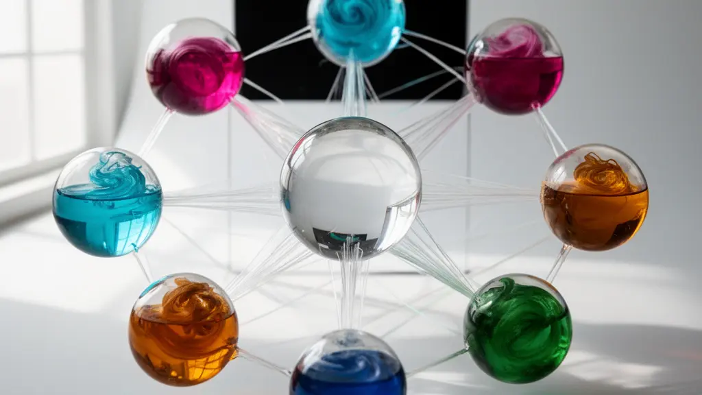 Vue conceptuelle d'un réseau interconnecté représentant l'architecture d'un topic cluster avec un noyau central et des branches thématiques