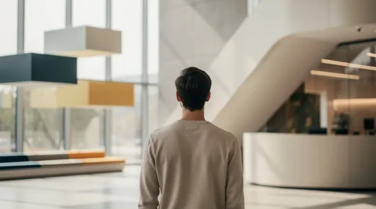 Personne réfléchissant devant deux chemins de formation professionnelle