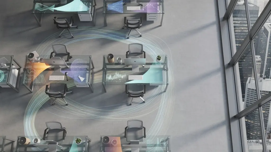 Vue panoramique d'un espace de travail moderne avec tableaux de bord analytiques et graphiques de progression client